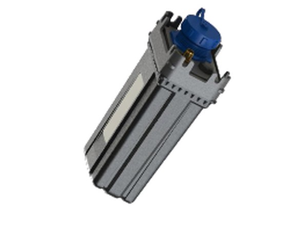 A compact grey single-meter reading unit with a blue sealed cap, photographed on white. Supplier product photograph, shown unbranded.